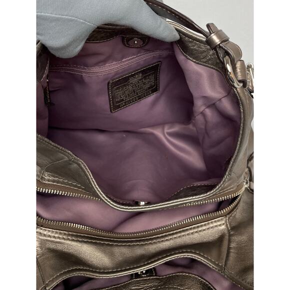Coach Madison Metallic Silver Leather Hobo Shoulder Bag - Picture 7 of 16